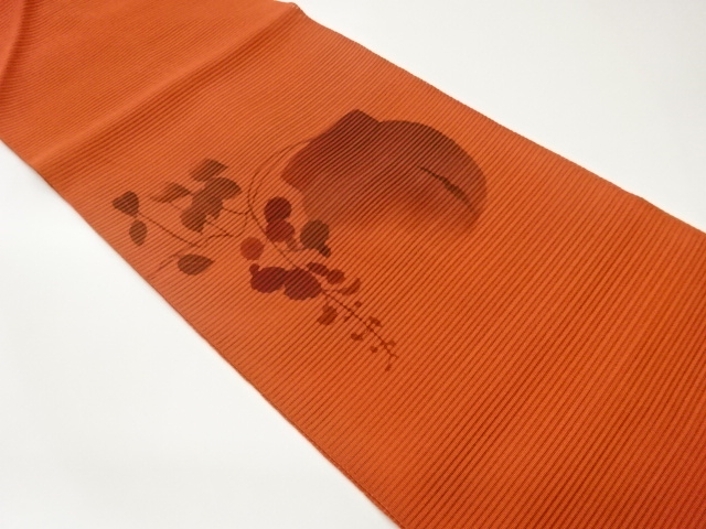 作家物　絽綴れ手描き壺に花葉模様名古屋帯